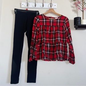 SOLD - Cat & Jack / Old Navy - Plaid Shirt and Leggings Bundle